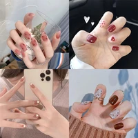 2021 crystal cherry press on nails french style full cover nails extension new wearable acrylic nail tips 24pcs fake nails