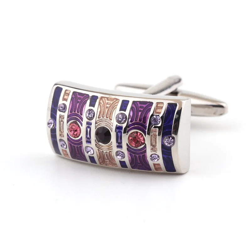 

High-Grade Colorful Enamel Crystal Cufflinks French Business Shirt Men's