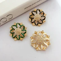 enamel oil dripping flower gold plated retro palace style exquisite unique charm brooch female brand jewelry