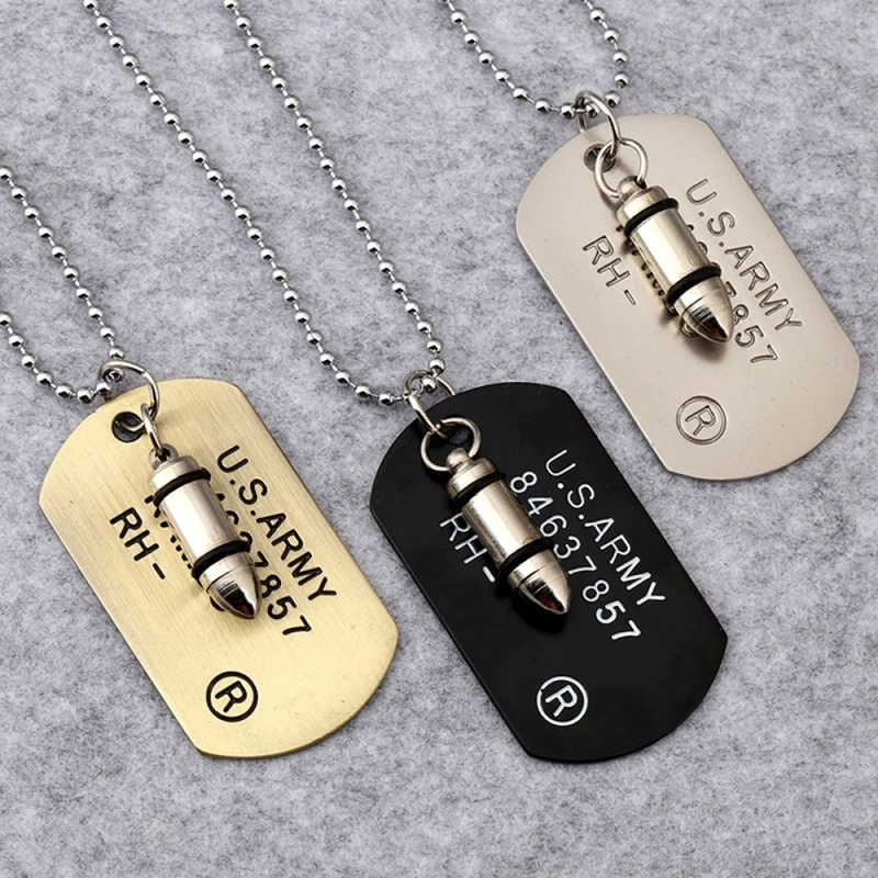 

Trendy hanging brand bullet necklace