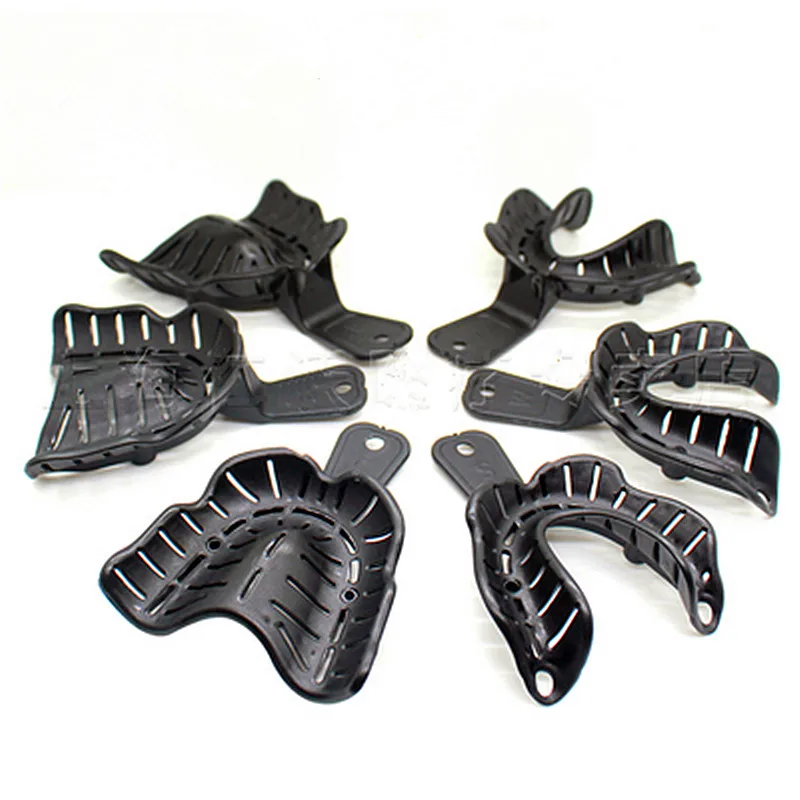 6 шт./партия черные стоматологические лотки из пластика и стали модель зубного