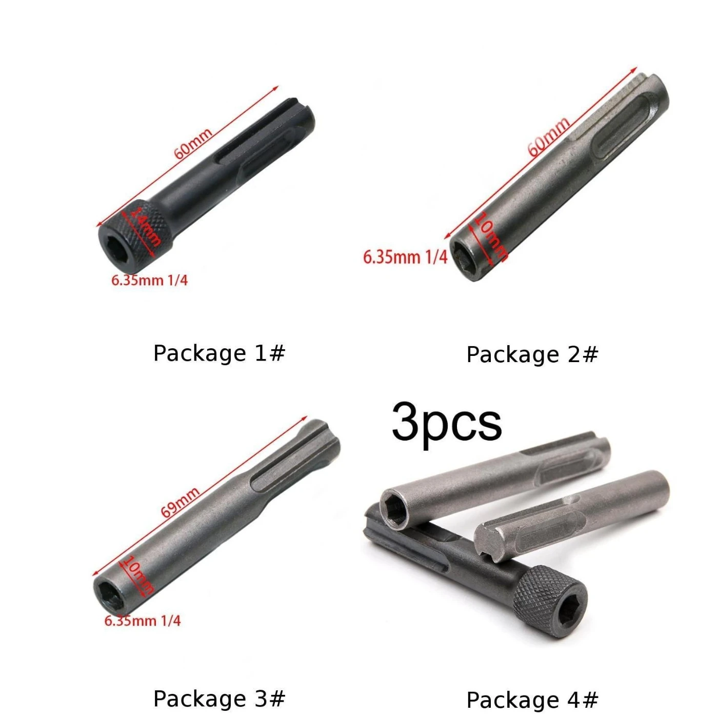 Мастерская 2 ямы слота SDS шестигранный хвостовик 3 шт. конвертер магнитное