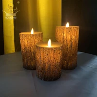 pack of 3 moving dancing swinging wick led pine tree candle remote controlled paraffin wax wedding bar home party decor amber