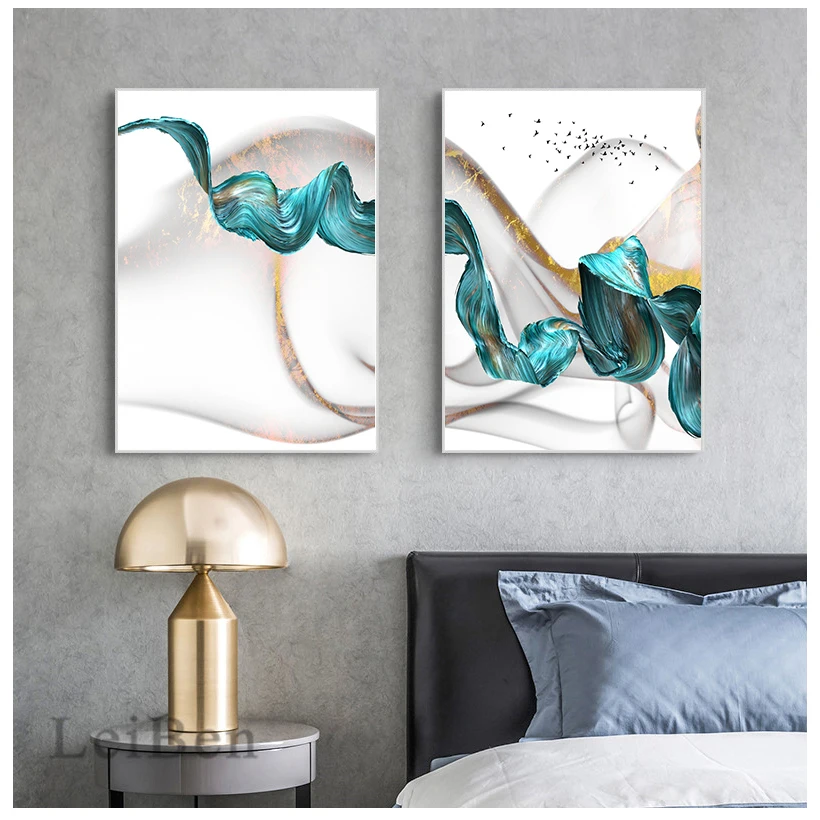 Green Drifting Flying Abstract Wall Art Picture Canvas Painting Poster Print Decor Pictures Living Room Decoration | Дом и сад