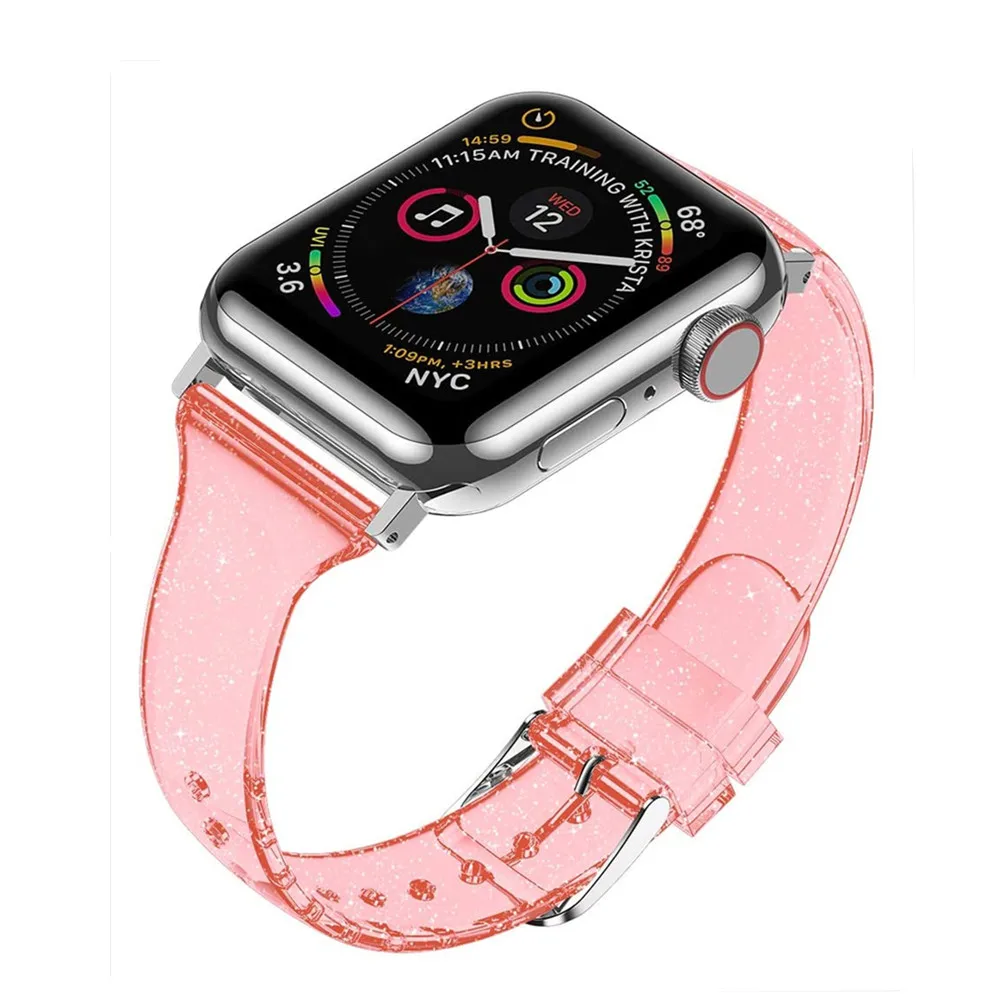 Тонкий блестящий ремешок для Apple watch band 40 мм 44 iWatch 38 42 силиконовый браслет Series 5 4 3 |