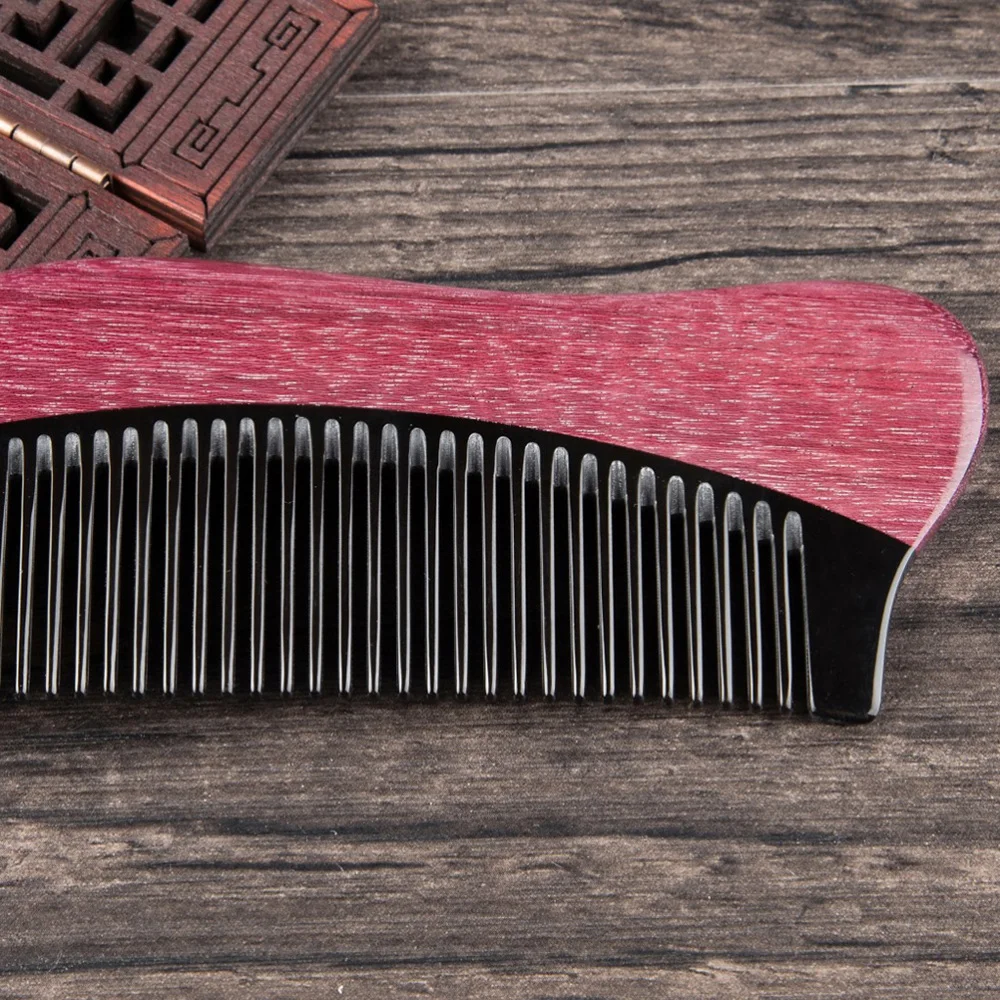 

Natural Ox Horn Anti-Static Hair Comb Fine Teeth Sandalwood Comb
