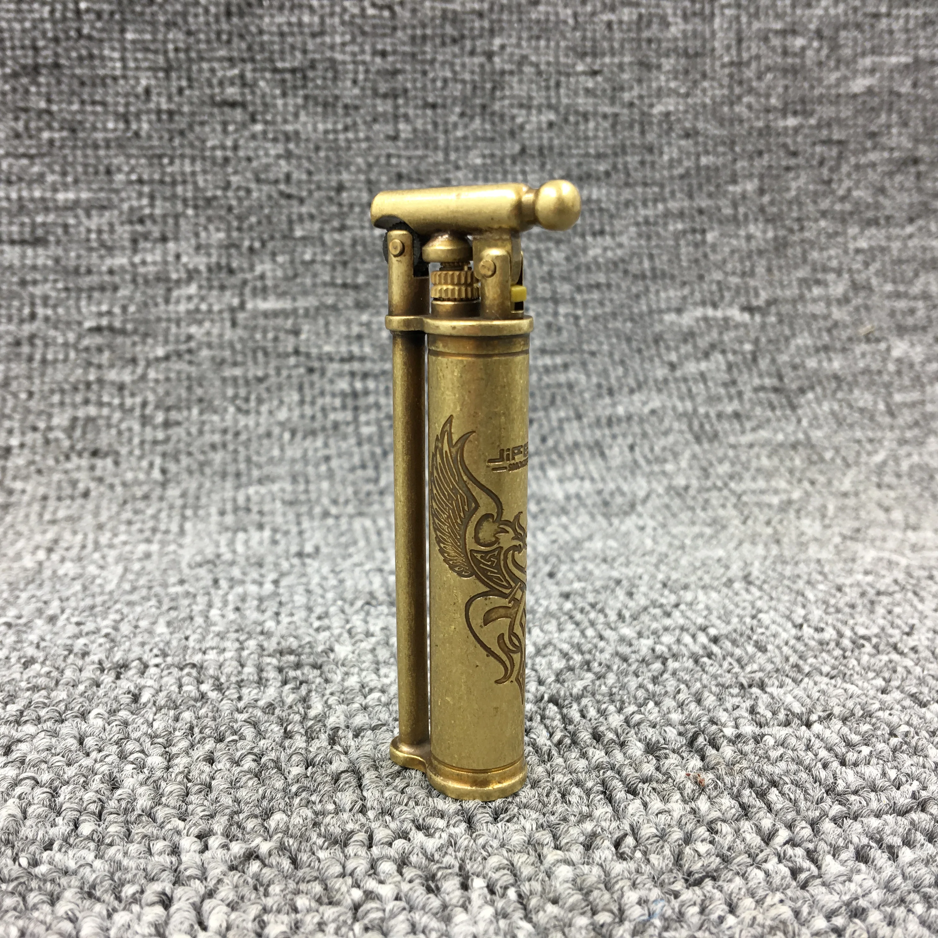 JIFENG тонкая латунная зажигалка с шлифовальным колесом и надувным драконом