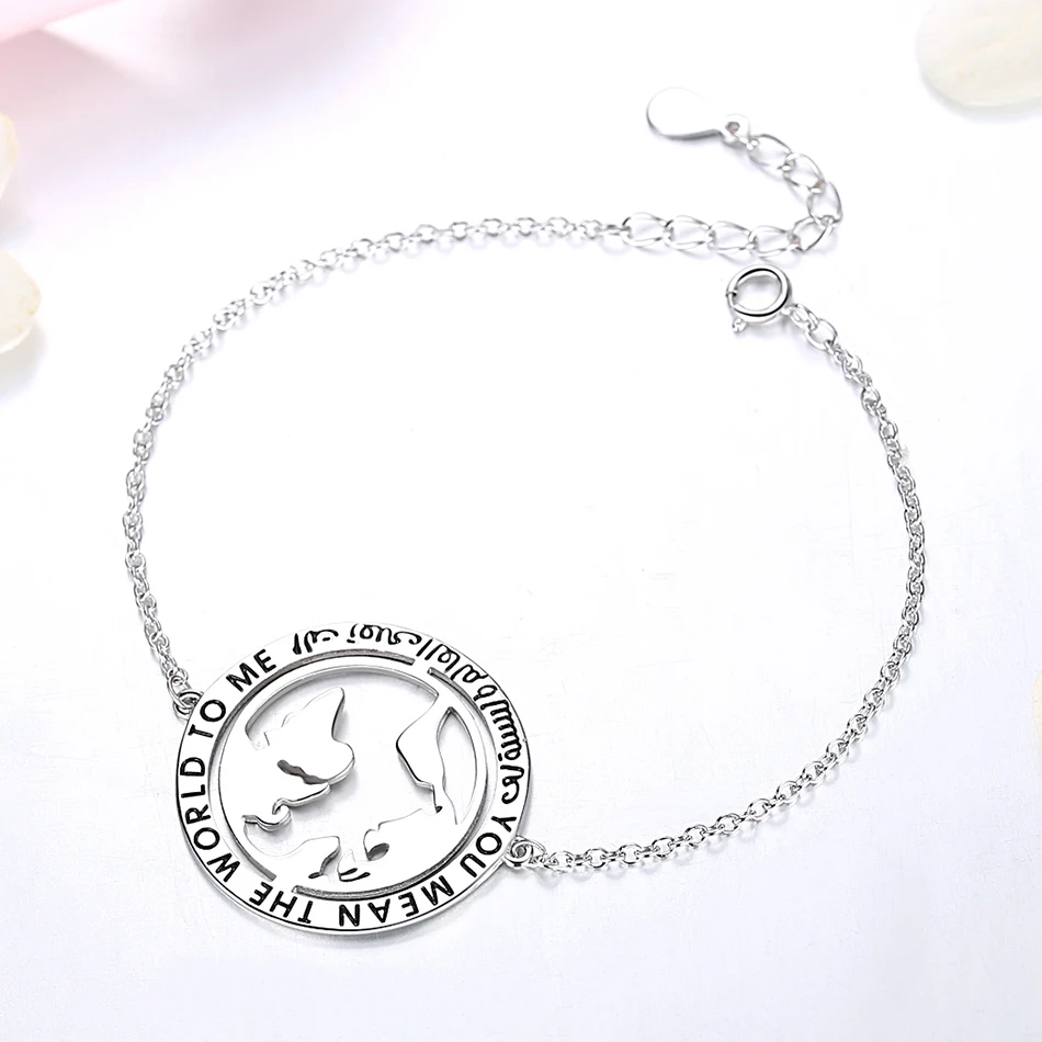 Женский браслет-цепочка из серебра 2019 пробы с подвеской в виде карты мира |