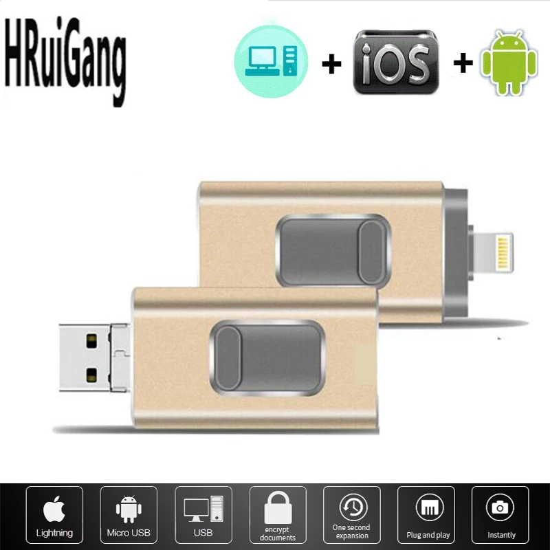 4 в 1 металлический USB флеш-накопитель 128 Гб OTG 32 64 3 0 флэш-диск для iPhone 11 Pro/XR/XS Max