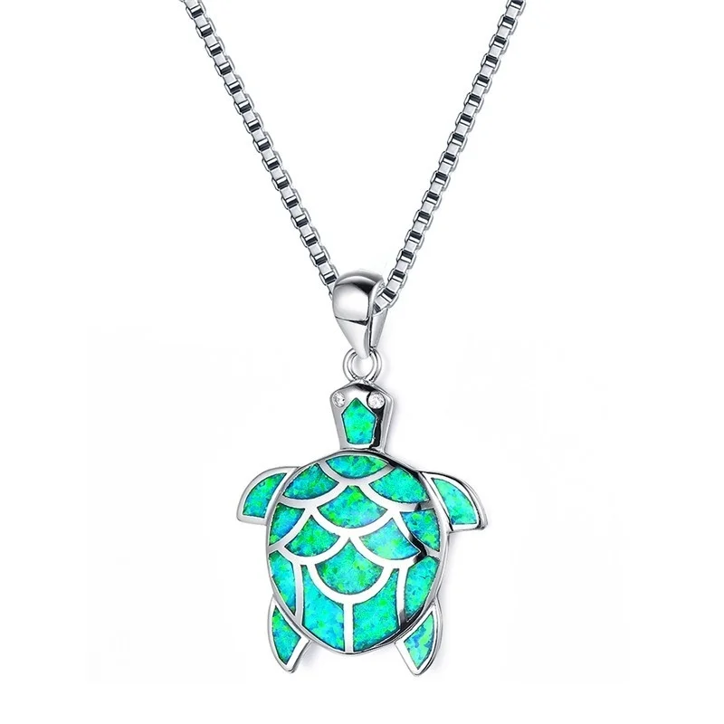 Classic Cute Long Chain Necklace Silver Plated Cute Turtle Pendant Necklace For Fashion Jewelry For Women gift