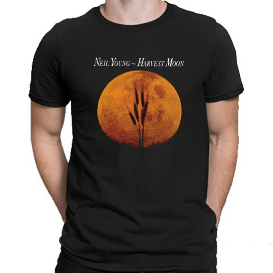 Neil Young Harvest Moon Rock Band Мужская Черная Футболка размер S M L Xl 2Xl 3Xl футболка|Мужские