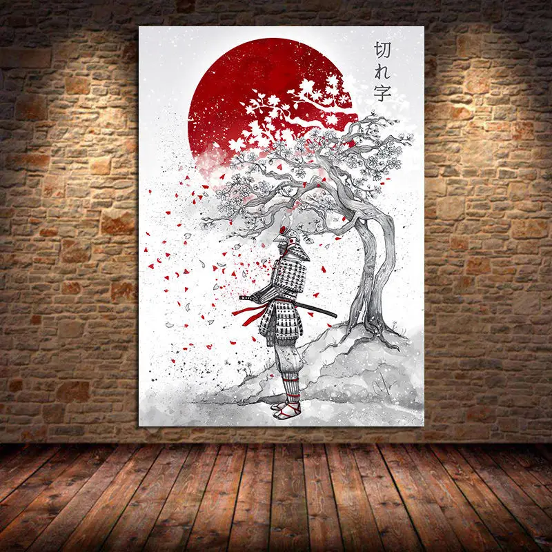 Японские постеры Bonsa Bushido Samurai Kanji и искусственные картины для гостиной холст
