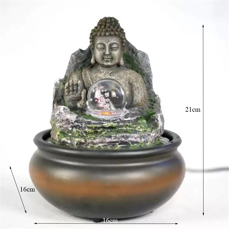 Небольшая Статуя Будды Rockery водяной фонтан светодиодный шар фэн шуй украшение