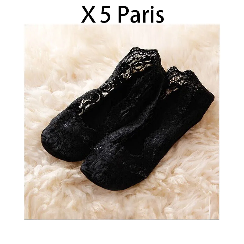 

5 Pairs Fashion Women Girls Summer Thin Socks Non-slip Lace Flower Short Sock Antiskid Invisible Ankle Socks Ballet Dance Socks