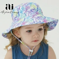 summer baby hat for girls boys kids bucket hat spring autumn travel beach hat baby cap sun hats with windproof rope 16 colors