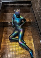 zd02luxury customize shiny colorful black mermaid fetish wear zentai suit full body tights