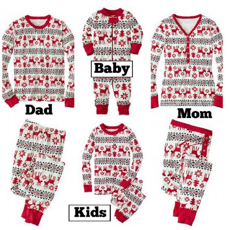 Рождественские одинаковые пижамы для всей семьи Осенний пижамный комплект