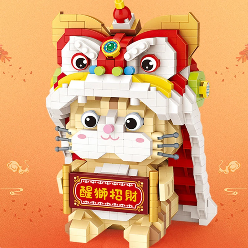 1080pcs+ New 8101 Loz City mini block Chinese Lion Dance Peking Opera Panda Building Blocks Bricks Kids DIY Toys Xmas Gift 9258 - купить по