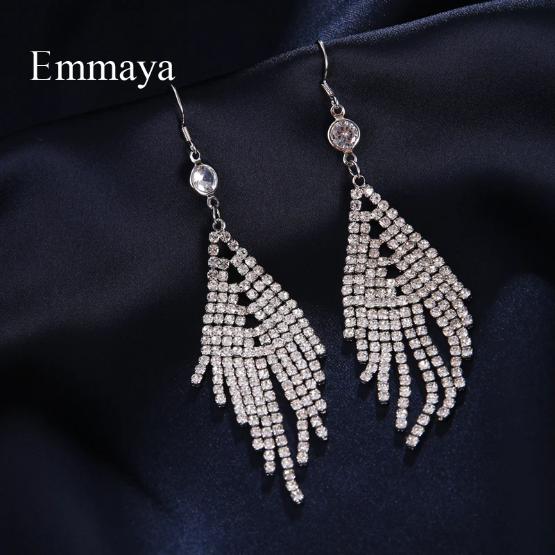Emmaya Noble White Color Earring Women Elegant Choice Tassel Fashion Ornament In Bridal Wedding Party Exaggerated Dress-up | Украшения и