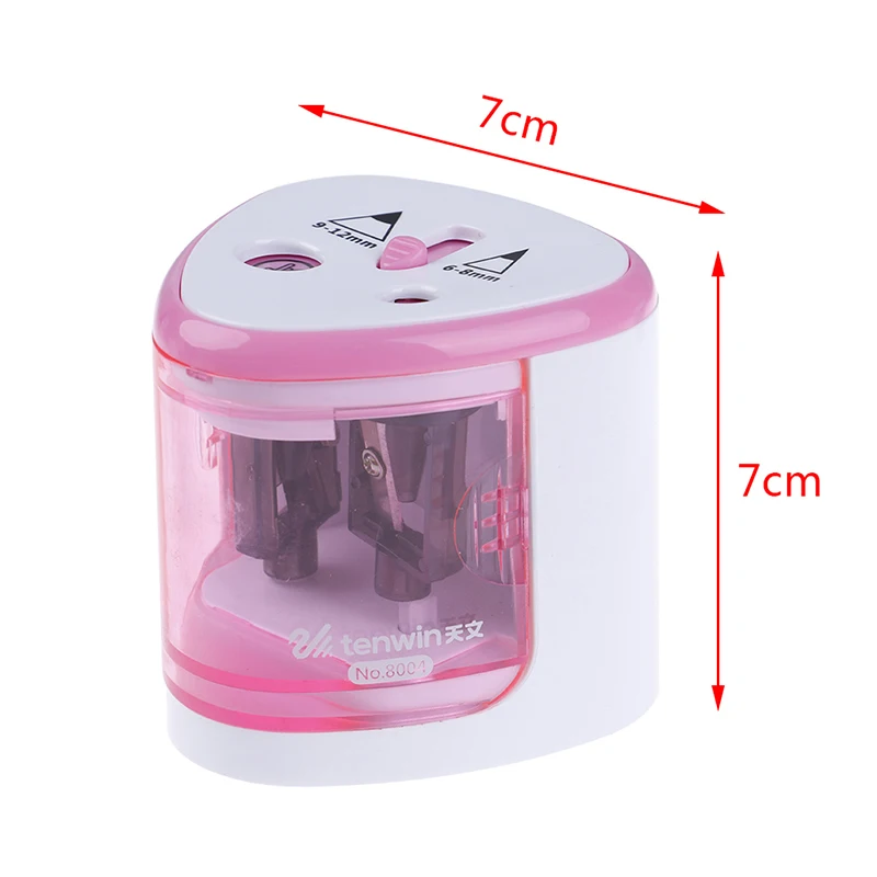 

1 pc Office School Supplies Electric Pencil Sharpener Pencil Automatic Use Battery With Two Holes Safety Pen Knife