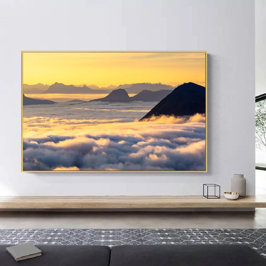 

Nordic Fog Sea Mountain Landscape Posters And Prints Scandinavian Wall Art Canvas Paintings Pictures for Living Room Home Decor