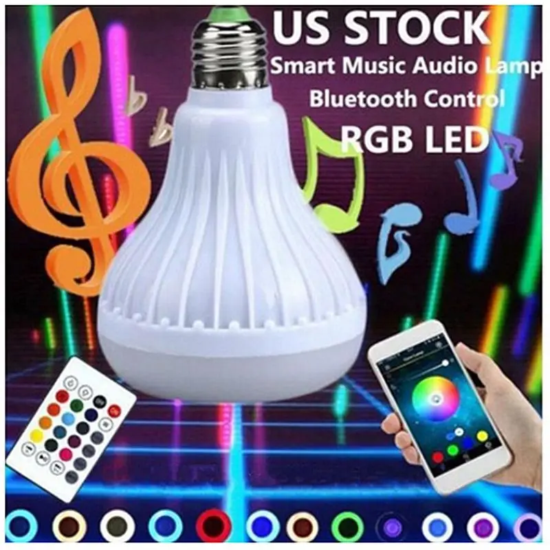 Светодиодная цветная лампа RGB светильник E27 12 Вт с Bluetooth управлением умная