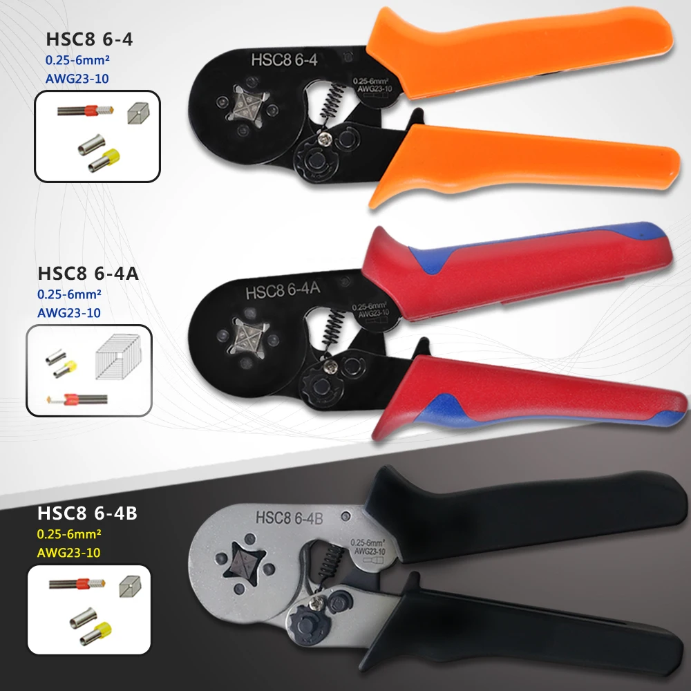 HSC8 6-4 многофункциональные 0,25-6 мм2 саморегулирующиеся обжимные плоскогубцы для кабельных наконечников наконечники ручные инструменты плоскогубцы трубчатый терминал