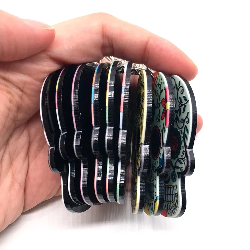 Keychains Calavera Sugary-Sweet Whimsical Skull Key chain Keyrings Relief Sugar Keychain 9 Color Skeleton Ring | Украшения и
