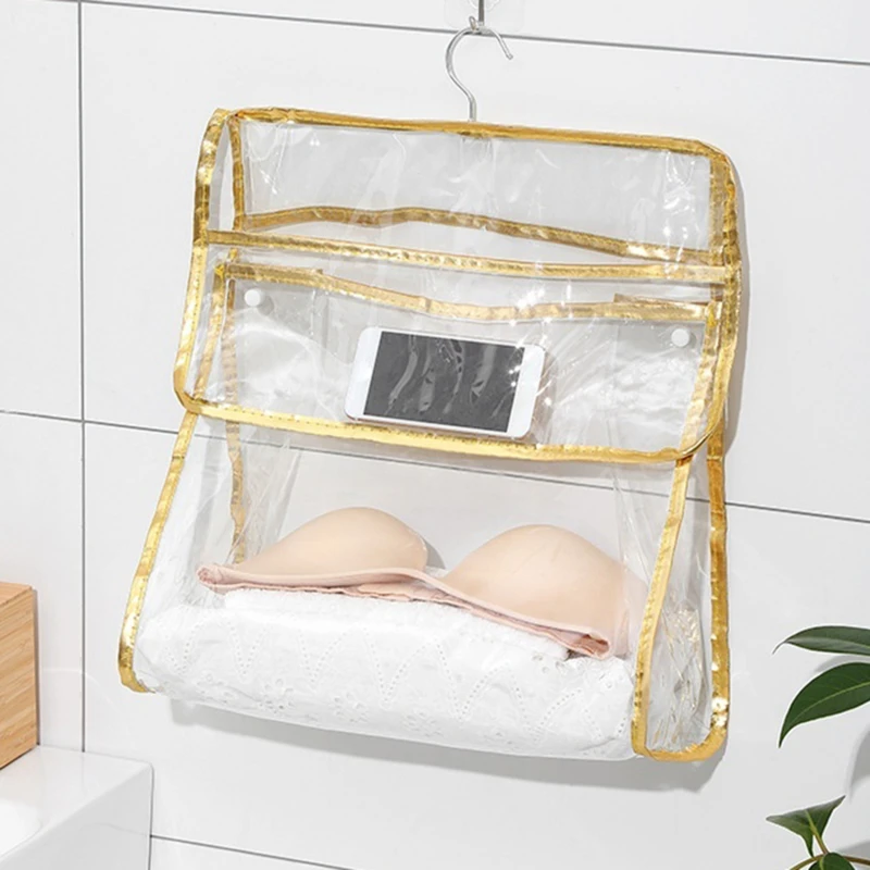 

Waterproof Transparent Bathroom Storage Bag for Clothes Phone Shower Bag Household Dormitory Bathroom Storage Bag Hook