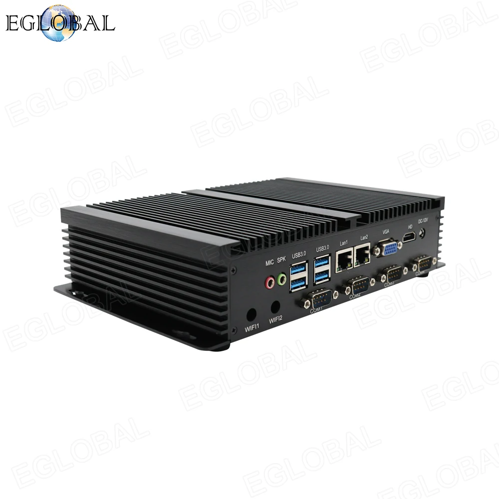 Industial мини-ПК Intel Celeron 1007U/1037U Core i5 3317U 4 RS232 COM безвентиляторный мини-компьютер 8 USB VGA