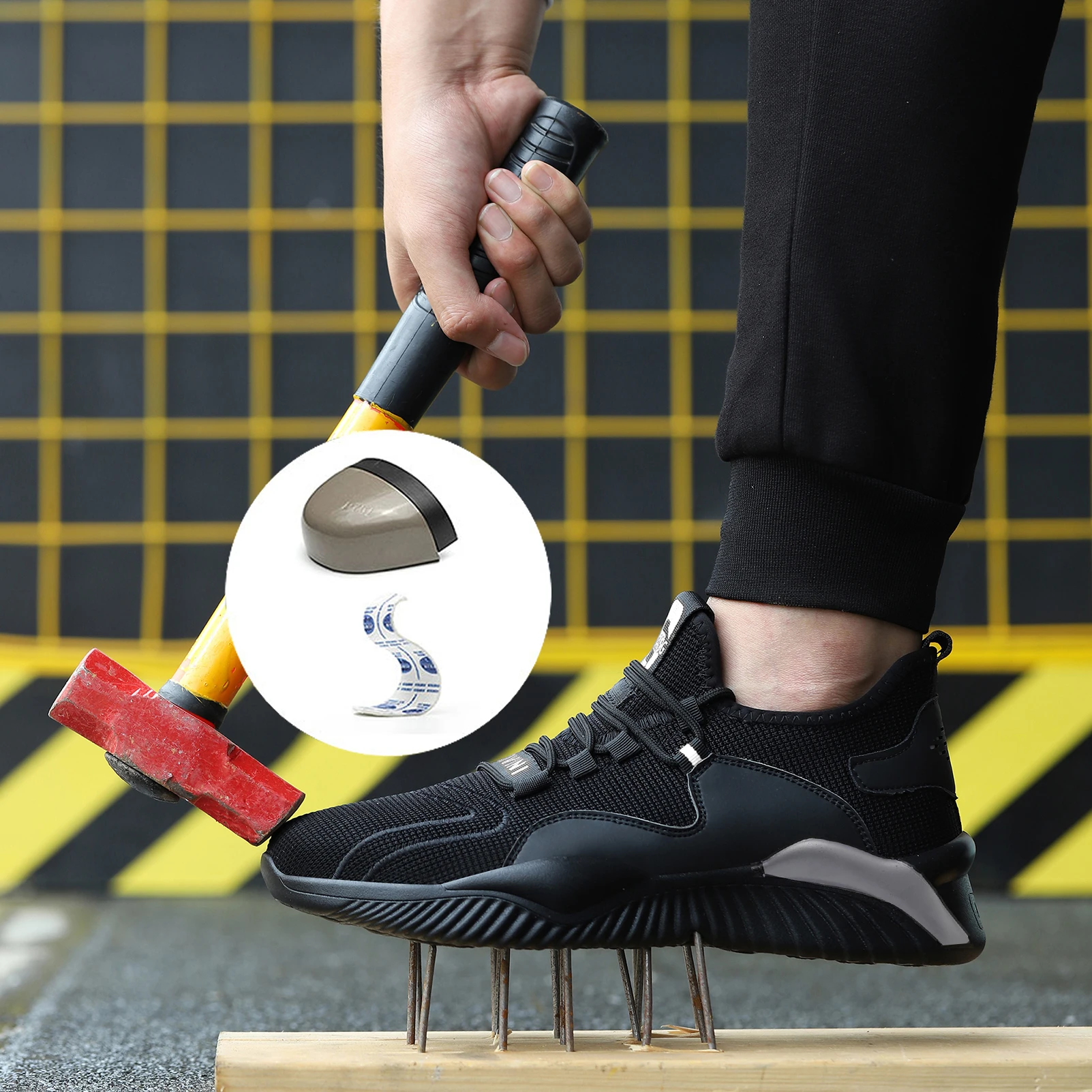 

Men's Work Boots Steel Toe Cap Safety Footwear Tennis Puncture-Proof Ankle Shoes Lightweight Breathable Sneakers