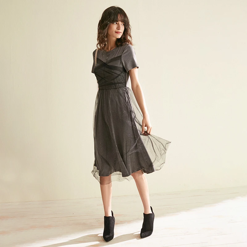 

CMAZ 2019 Тюлевое селое платье Женские летние платья 2019 новая корейская версии Тонкие популярные юбки Женское летное платье MX19B1950