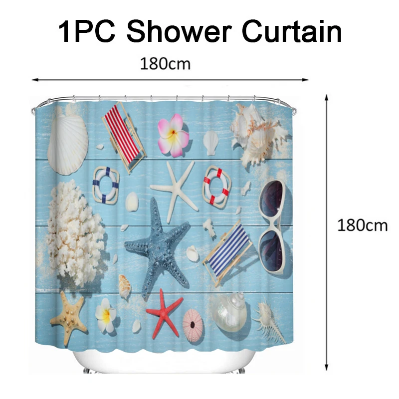 Шторка для душа раковины морской звезды нескользящая ванной в пляжном стиле
