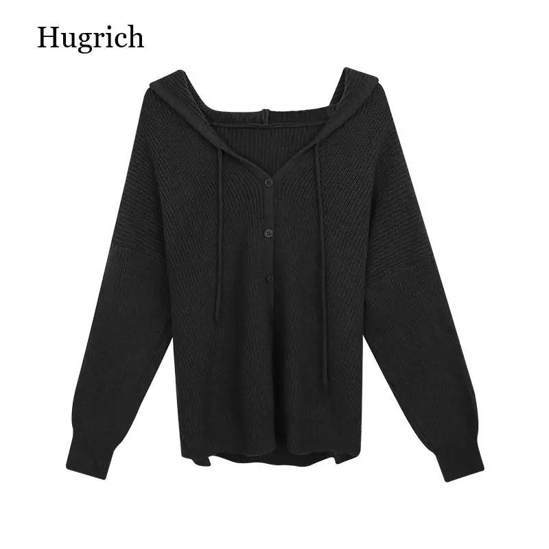 Свитер модный кардиган в Корейском стиле Женский однотонный вязаный свитер с