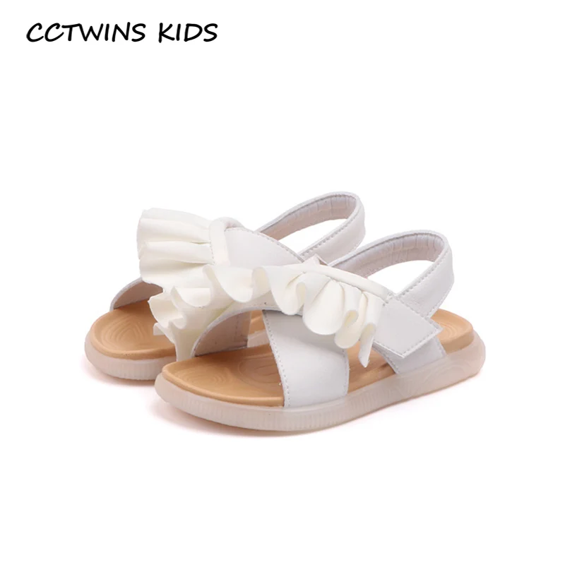 

CCTWINS Kids Shoes 2020 Summer Children Black Brand Soft Shoes Toddler Fashion Princess Flat Baby Girls Beige Sandals PS866