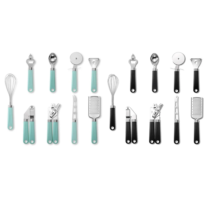 

9 Pcs Kitchen Gadgets Accessories Tools Sets Can Opener Corkscrew Peeler Whisk Slice Pizza Garlic Press Tools