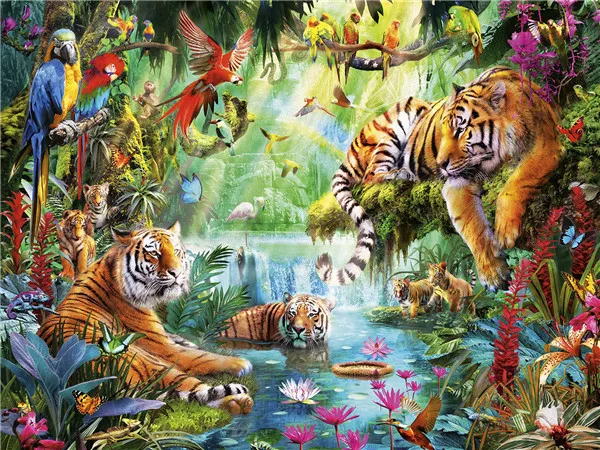 

5D DIY Tiger Animal Diamond Painting Kits Full Square Round with AB Drill Mosaic Embroidery Art Crafts Christmas Gift