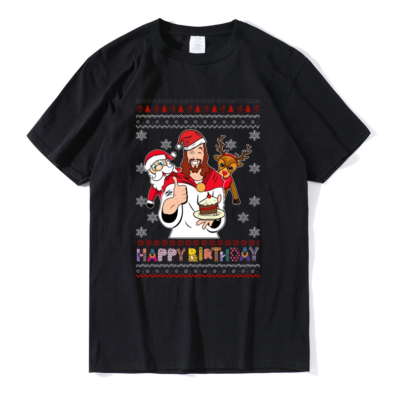 

Happy Birthday Jesus Santa Hat Christmas Jesus Xmas T-Shirt 2022 Cotton Graphic Short Sleeve Tee Casual Top Female Shirt EU SIZE