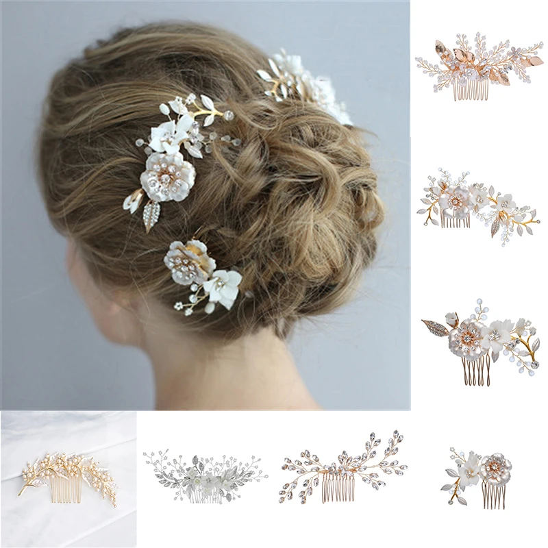 Металлическая расческа для волос с цветами в виде листьев женская бижутерия