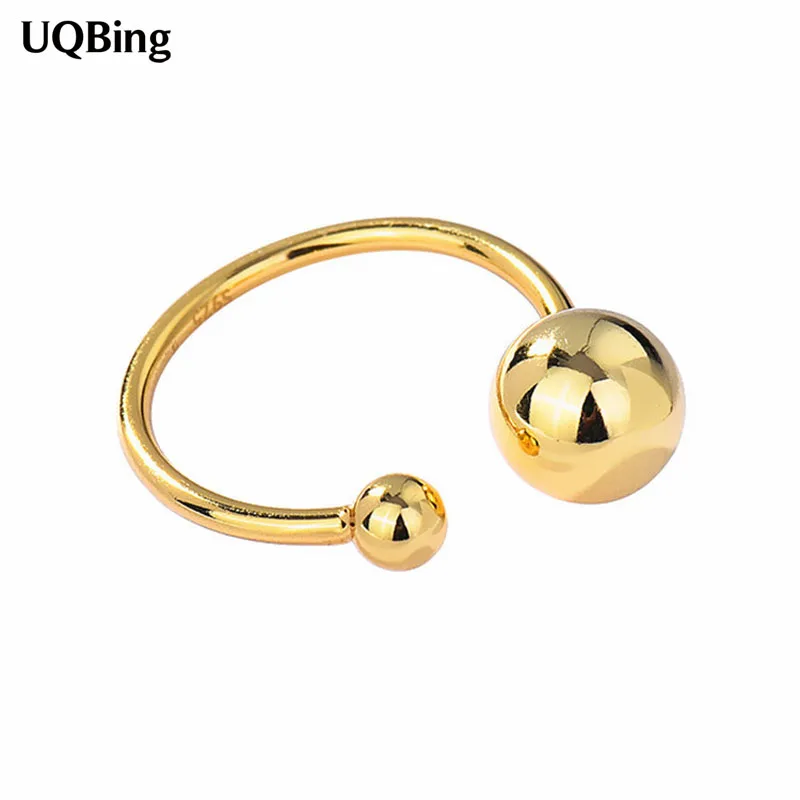 

925 пробы Серебряная Двойная Цепочка маленькие и большие мяч открытый палец кольцо для Для женщин ювелирные подарки