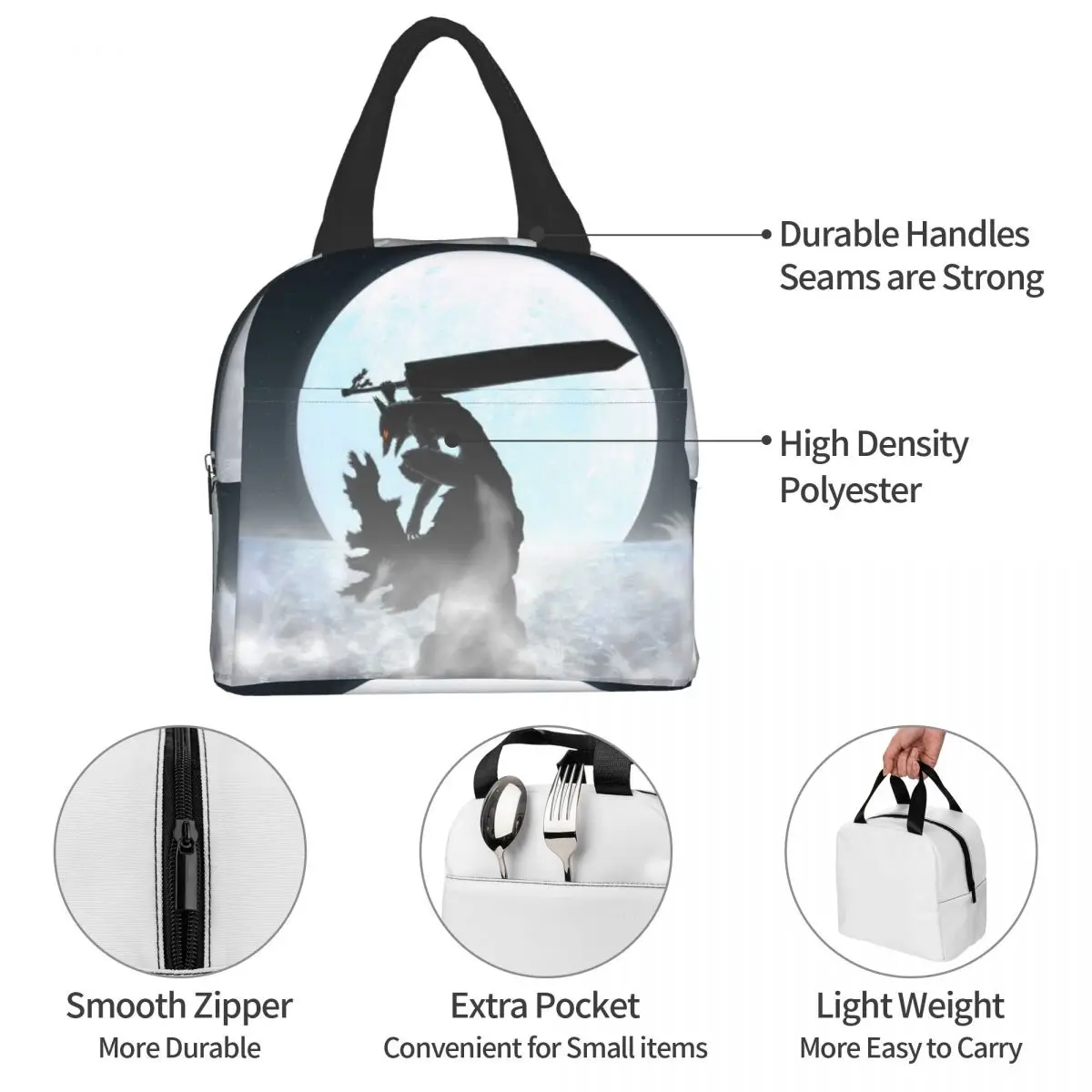 

Berserk Lunch Box Tote Travel Picnic Handbag BerserkFunctional Pattern bento lunch bags For Women Kids