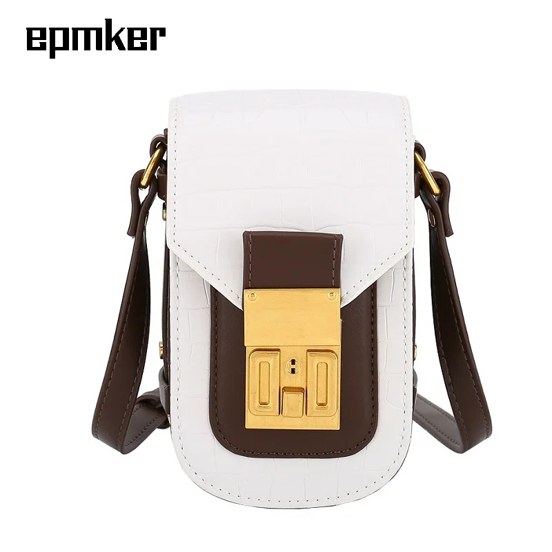 

Сумка для телефона EPMKER 2021, миниатюрная сумка через плечо, роскошная дизайнерская сумка, сумка на плечо со вставками, симпатичная Боковая Сум...