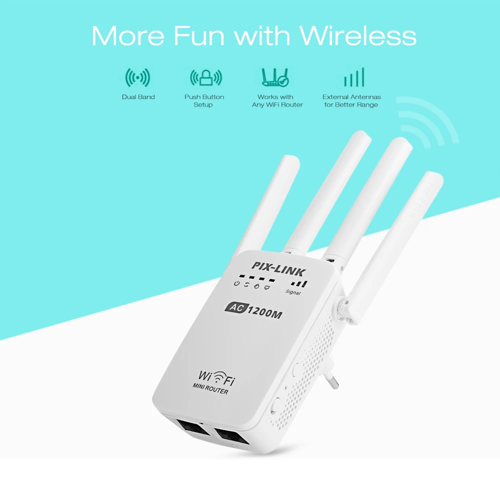 AC1200 Wi-Fi ретранслятор маршрутизатор точка доступа беспроводной 1200 Мбит/с расширитель диапазона Усилитель сигнала Wi-Fi 4 внешних антенны AP мар...