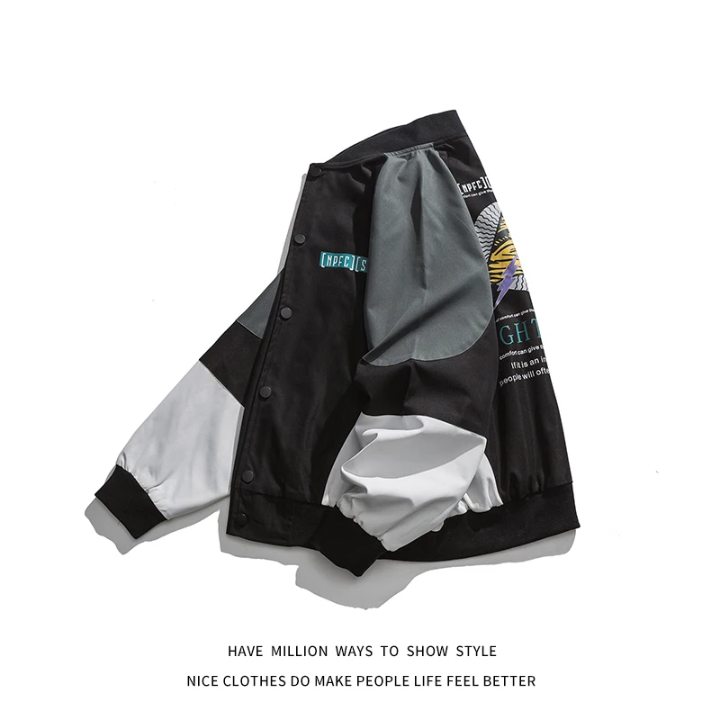 

New Spring And Autumn Patchwork Letterman Embroid Oversize Men's Coach Bomber Jacket Unisex Women's Baseball Varsity Coat Chic