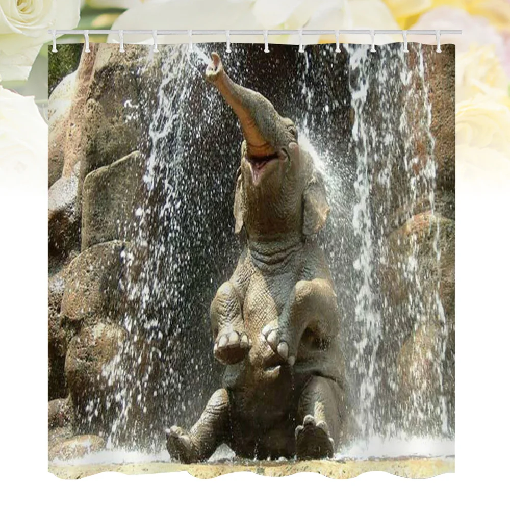 

1PC Creative Elephant Pattern Simple Bath Curtain Fashion Waterproof Shower Curtain for Home Bathroom Dormitory (150x180cm)
