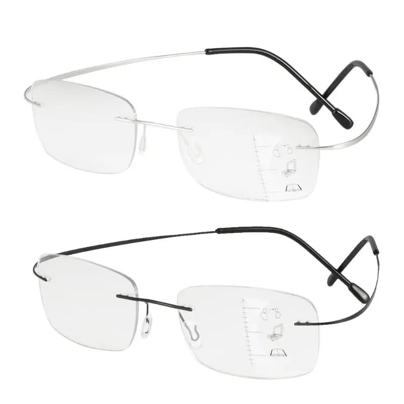 

Progressive Reading Glasses Flexible Multifocal Computer Readers for Women Men Rimless Eyeglasses Eyewear