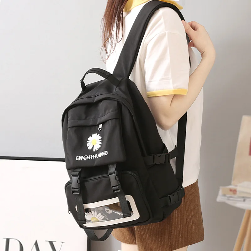 

Нейлон все-матч большой емкости школьная сумка женский корейский студент небольшой рюкзак многофункциональный фонарик для использования ...