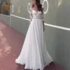 Шифоновое пляжное свадебное платье в богемном стиле, с открытой спиной, рукавами Горячая Распродажа, 34