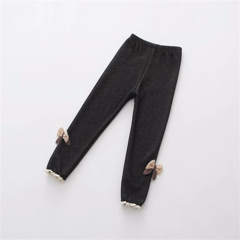 Штаны для девочек от 2 до 10 лет утепленные детские штаны флисовые с бантом и