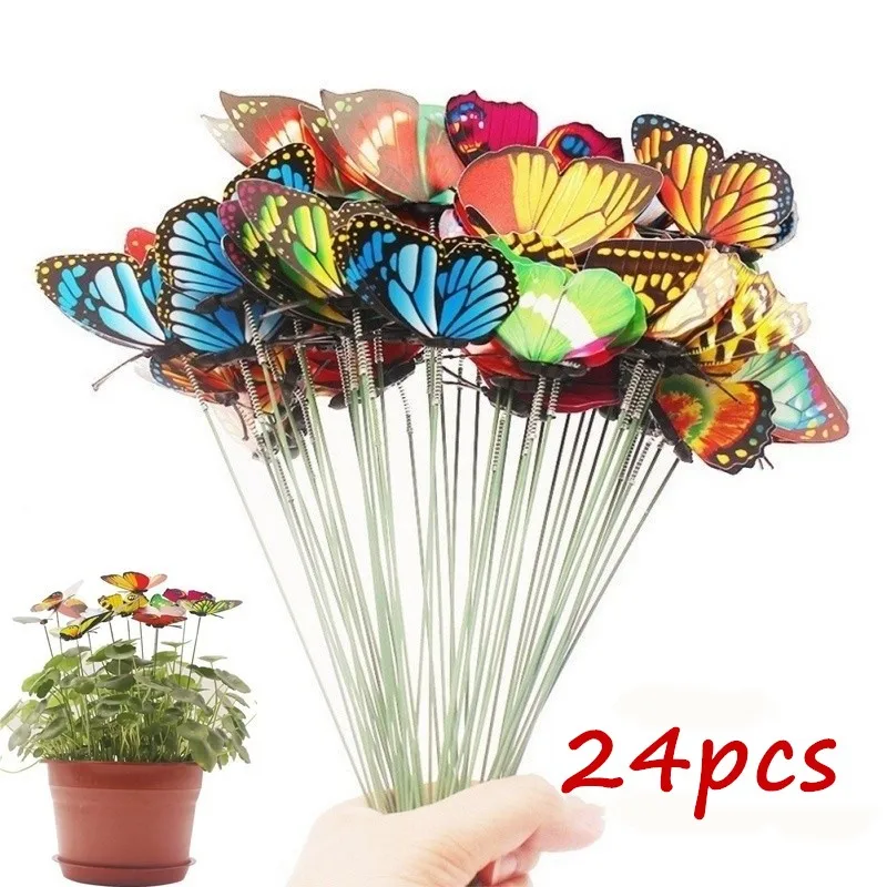 

Bunch of Butterflies Garden Yard Planter Colorful Whimsical Butterfly Stakes Decoracion Outdoor Decor Flower Pots Decoration